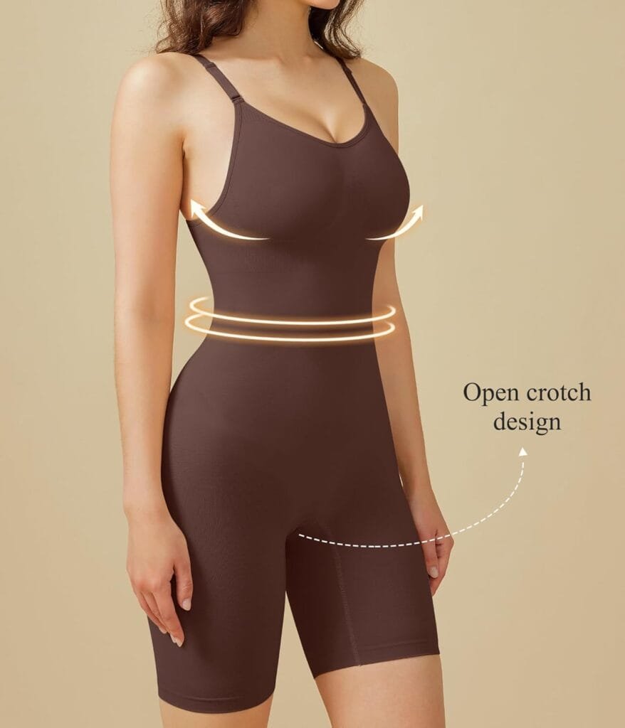 BRABIC Waist Trainer Bodysuit for Women Tummy Control Shapewear Round Neck Seamless Butt Lifter Full Body Shaper