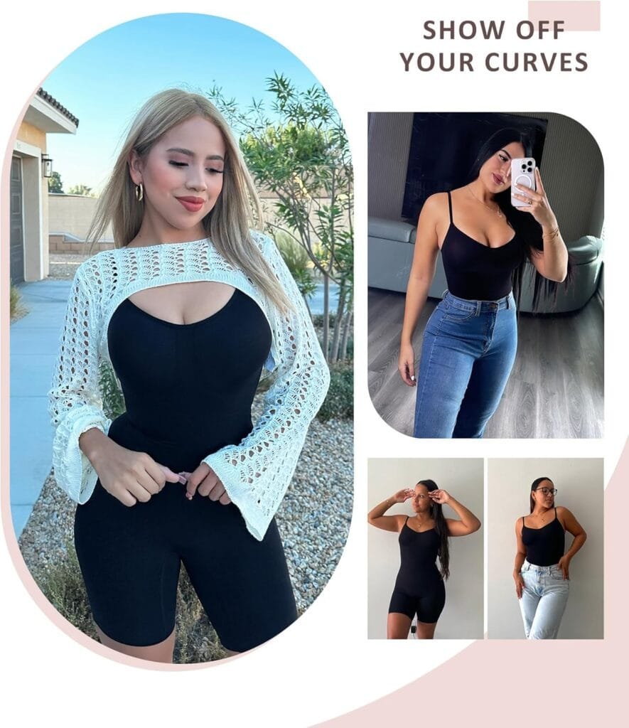 FeelinGirl Shapewear Bodysuit Tummy Control Seamless Sculpting Butt Lifter Body Shaper for Women