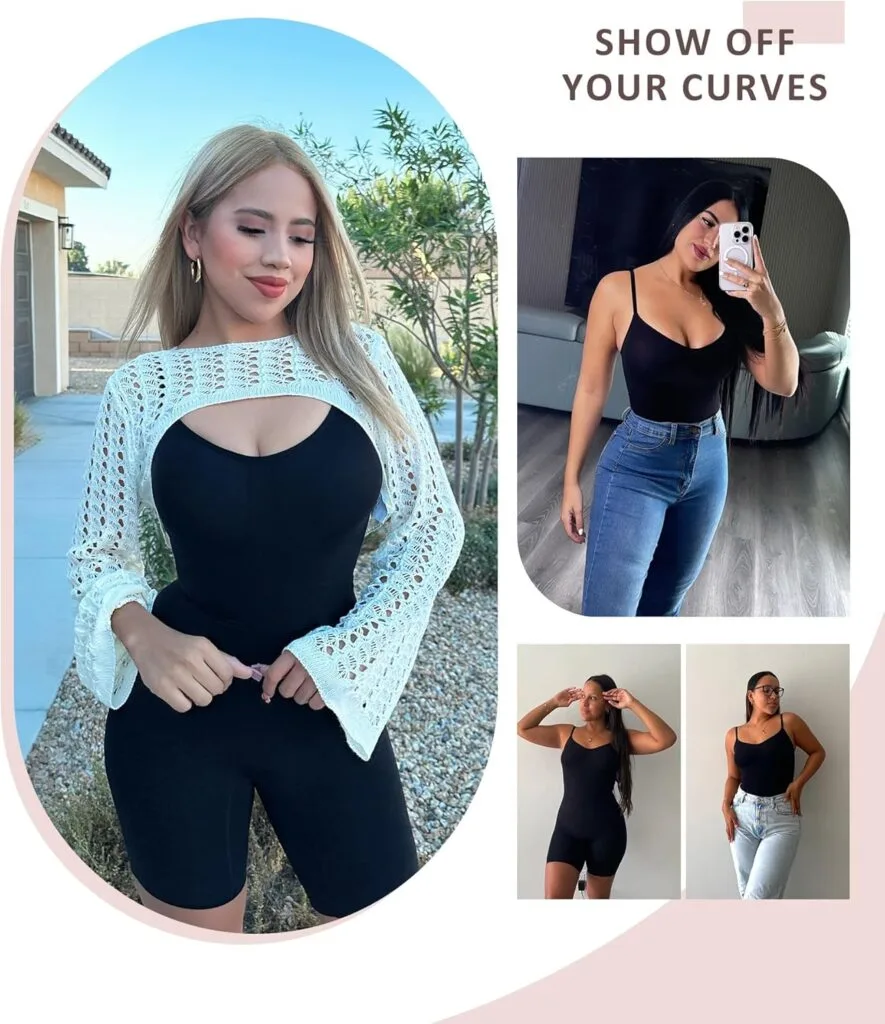 FeelinGirl Shapewear Bodysuit Tummy Control Seamless Sculpting Butt Lifter Body Shaper for Women