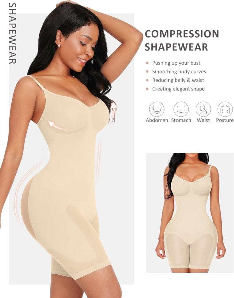FeelinGirl Shapewear Bodysuit Tummy Control Seamless Sculpting Butt Lifter Body Shaper for Women