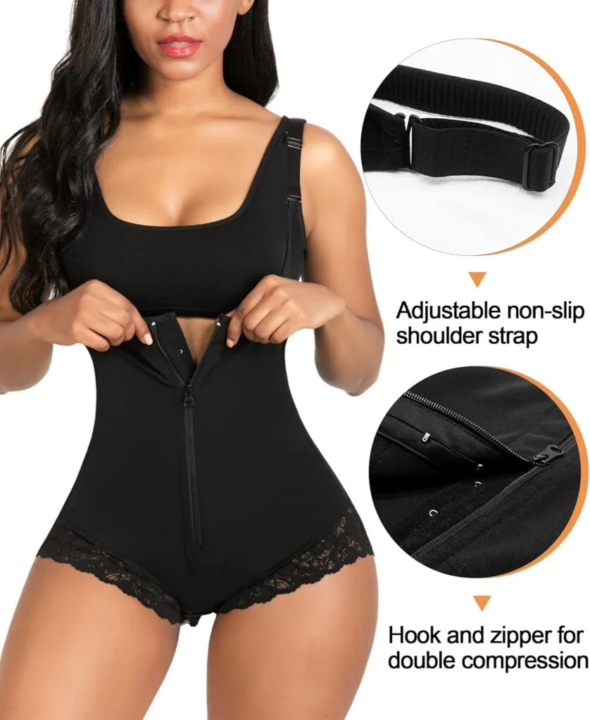 SHAPERX Shapewear for Women Tummy Control Fajas Colombianas Body Shaper Zipper Open Bust Bodysuit